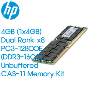 정품 HP 4GB (1x4GB) Dual Rank x8 PC3-12800E (DDR3-1600) Unbuffered CAS-11 Memory Kit